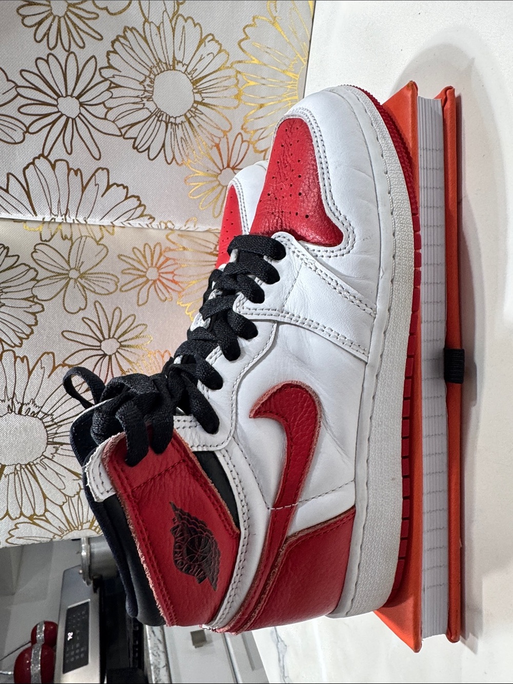 Air Jordan Heritage Red & White High-Top Sneakers with Black Laces 575441-161